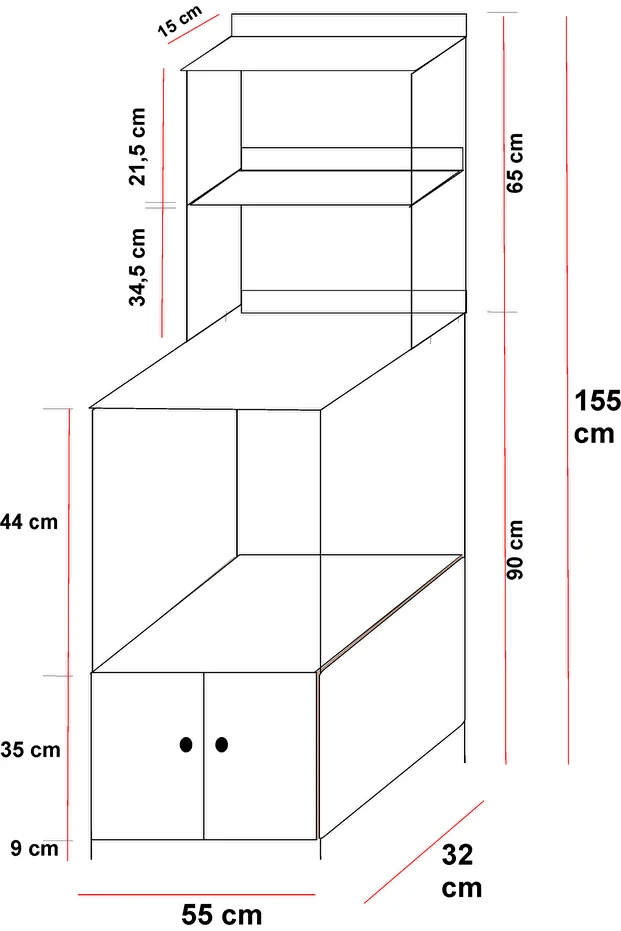 Çok Amaçlı Dolap Mutfak Bangosu mini Fırın Dolabı 2 Kapaklı Dolap Kahve Köşe beyaz